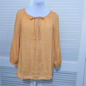 Fred David Tunic Blouse Mustard Yellow Polka Dot Boho Peasant Top Womens Medium